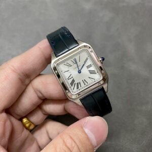 Cartier 27.5mm Santos Watch with Sliver Roman Numeral Dial