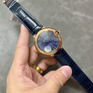 WGBB0036 Cartier 42mm Ballon Bleu Automatic Watch with Roman Numeral Blue Dial and Smooth Bezel