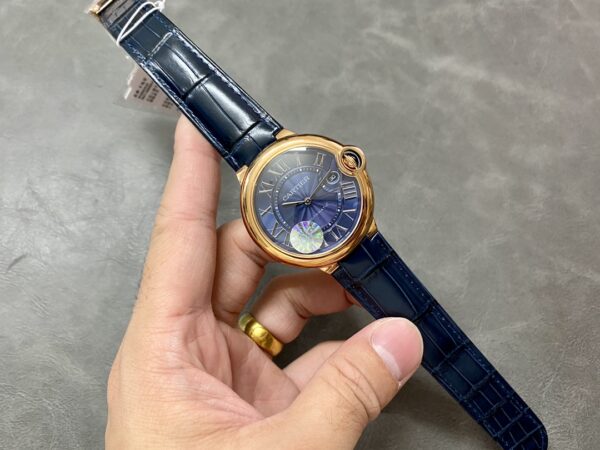 WGBB0036 Cartier 42mm Ballon Bleu Automatic Watch with Roman Numeral Blue Dial and Smooth Bezel