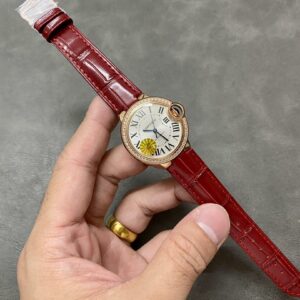 WJBB0033 Cartier 33mm Ballon Bleu Automatic Watch with Roman Numeral Dial and Smooth Bezel
