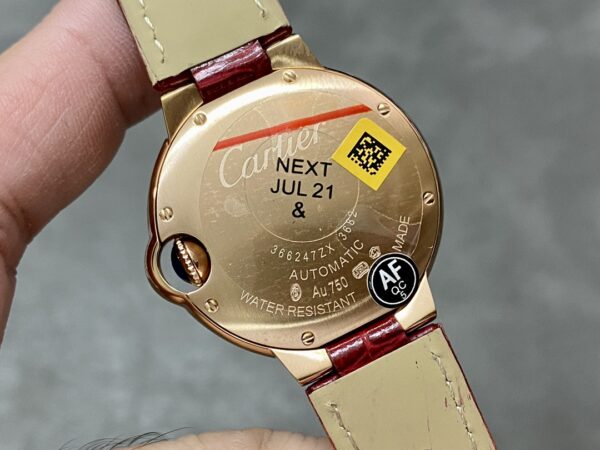 WJBB0033 Cartier 33mm Ballon Bleu Automatic Watch with Roman Numeral Dial and Smooth Bezel - Image 9