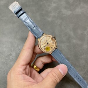 WJBB0076 Cartier 33mm Ballon Bleu Automatic Watch with Roman Numeral Dial and Smooth Bezel