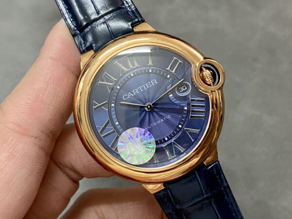 WGBB0036 Cartier 42mm Ballon Bleu Automatic Watch with Roman Numeral Blue Dial and Smooth Bezel - Image 2