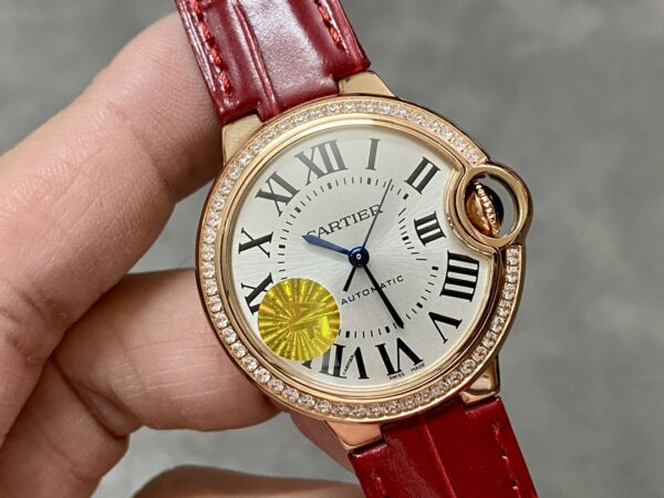 WJBB0033 Cartier 33mm Ballon Bleu Automatic Watch with Roman Numeral Dial and Smooth Bezel - Image 3