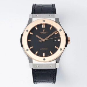 Hublot 42mm with Black Dial and Black Leather Strap
