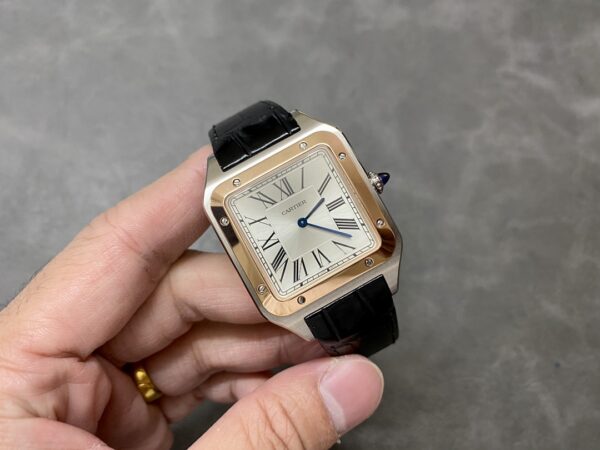 W2SA0017 Cartier 33.9mm x 46.6mm Santos Watch with Sliver Roman Numeral Dial