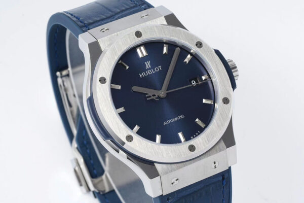 Hublot 42mm with Blue Dial and Blue Leather Strap - Image 3
