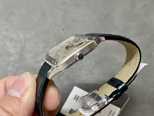 Cartier 27.5mm Santos Watch with Sliver Roman Numeral Dial - Image 6