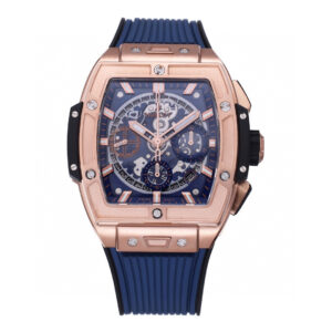 Hublot 42mm Big Bang Rose Gold Case 642.OX.7180.RX with Blue Dial and Blue Rubber Strap