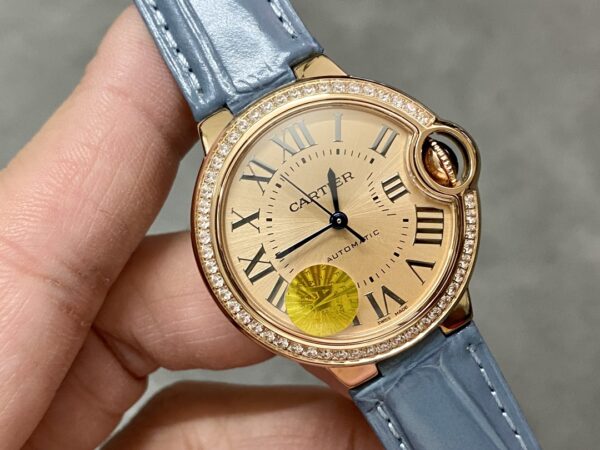 WJBB0076 Cartier 33mm Ballon Bleu Automatic Watch with Roman Numeral Dial and Smooth Bezel - Image 2