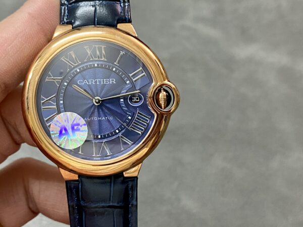 WGBB0036 Cartier 42mm Ballon Bleu Automatic Watch with Roman Numeral Blue Dial and Smooth Bezel - Image 3