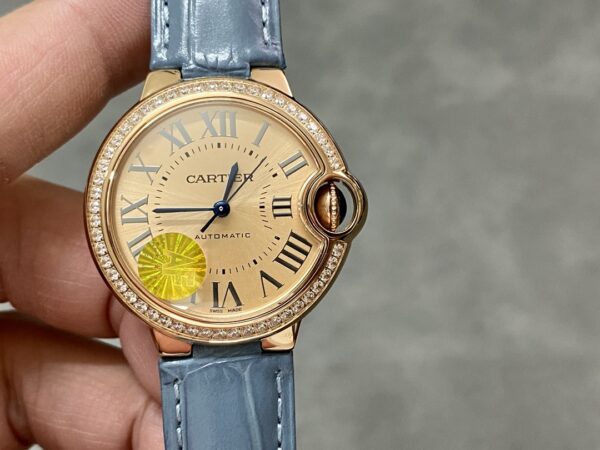 WJBB0076 Cartier 33mm Ballon Bleu Automatic Watch with Roman Numeral Dial and Smooth Bezel - Image 3